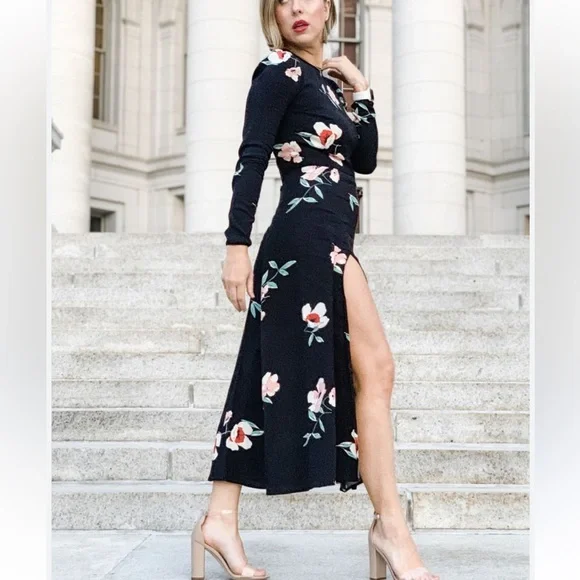 Reformation Vanessa Floral Print Long Sleeve Midi Dress - Picture 3 of 11